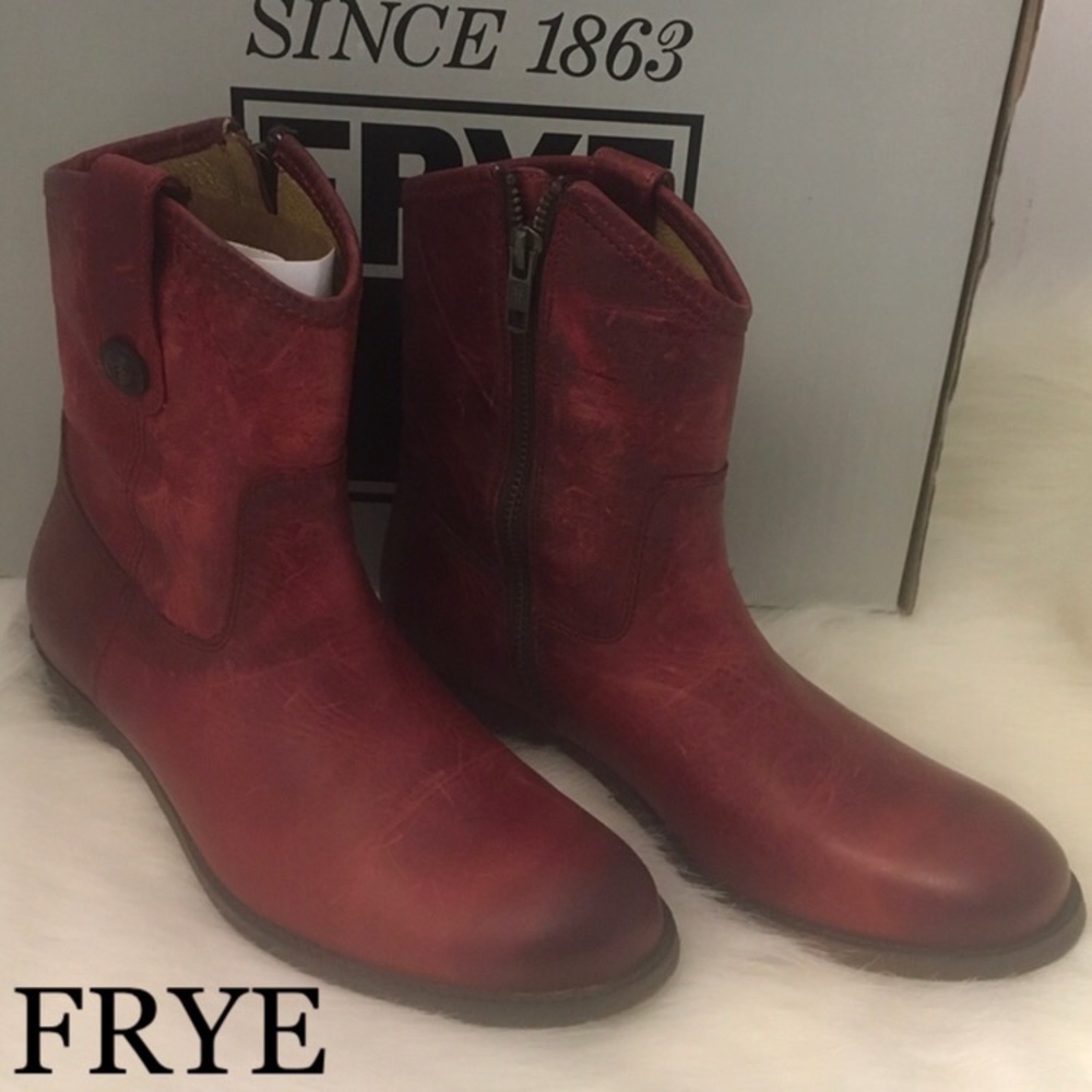 Frye Melissa Button Short Red Boots 6.5
